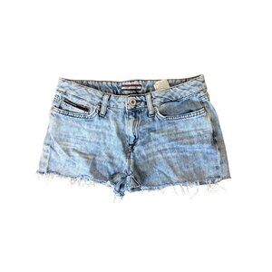 Tommy Hilfiger Distressed Cut Off Jean Shorts Frayed Hem Womens 6 Vintage 90s